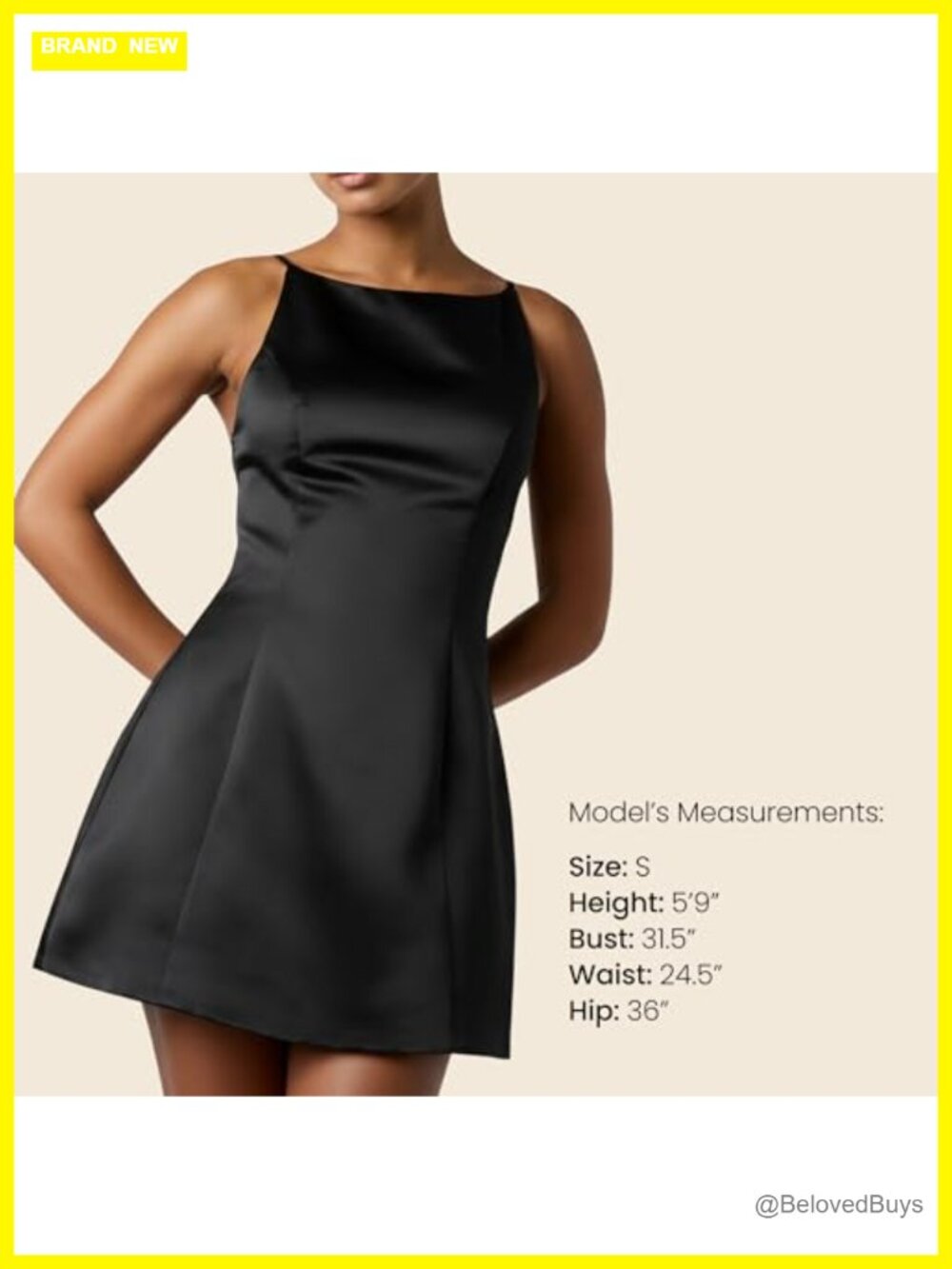 Striped Sleeveless Mini Dress High Neck V-Back Seamed Waist - Picture 5 of 5